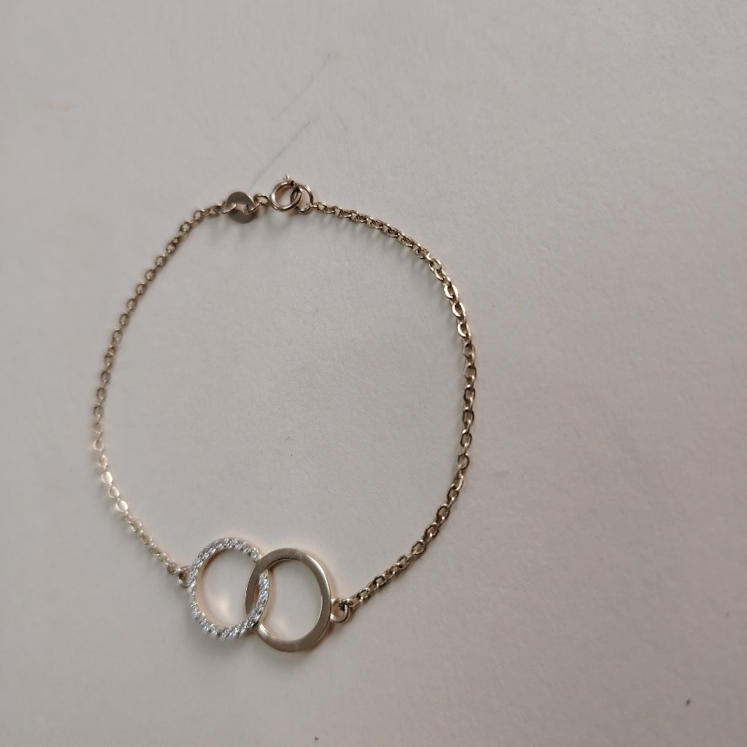 PULSERA TEJIDO ESPECIAL FIG AROS UNIDOS C CIRCS 14K 18 CM 2.1 GR (NUEVO)