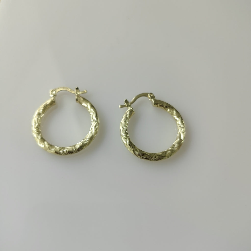 ARETES TEJIDO ARRACADA LABRADA 14K 2.7 GR (NUEVO)