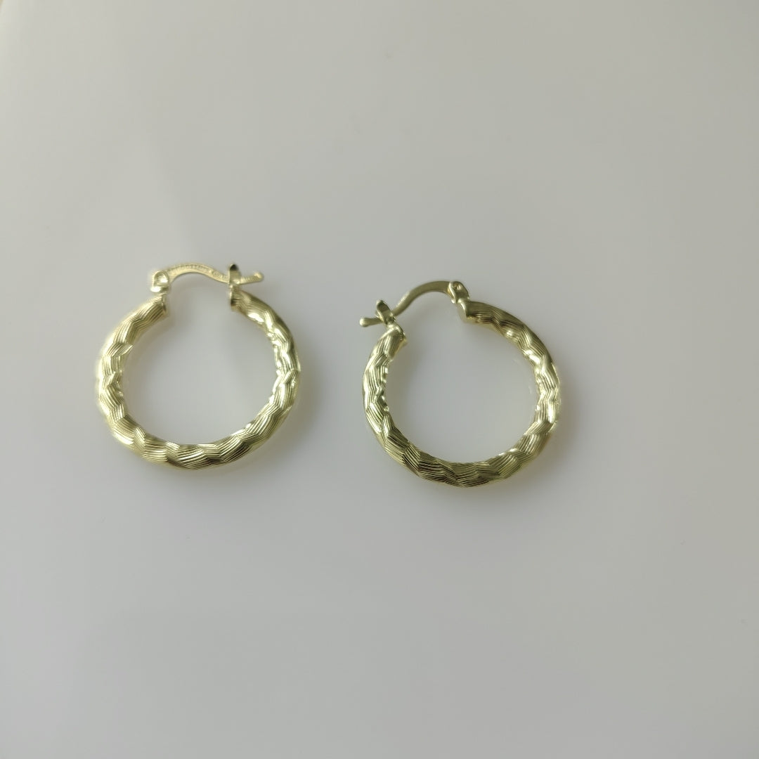 ARETES TEJIDO ARRACADA LABRADA 14K 2.7 GR (NUEVO)