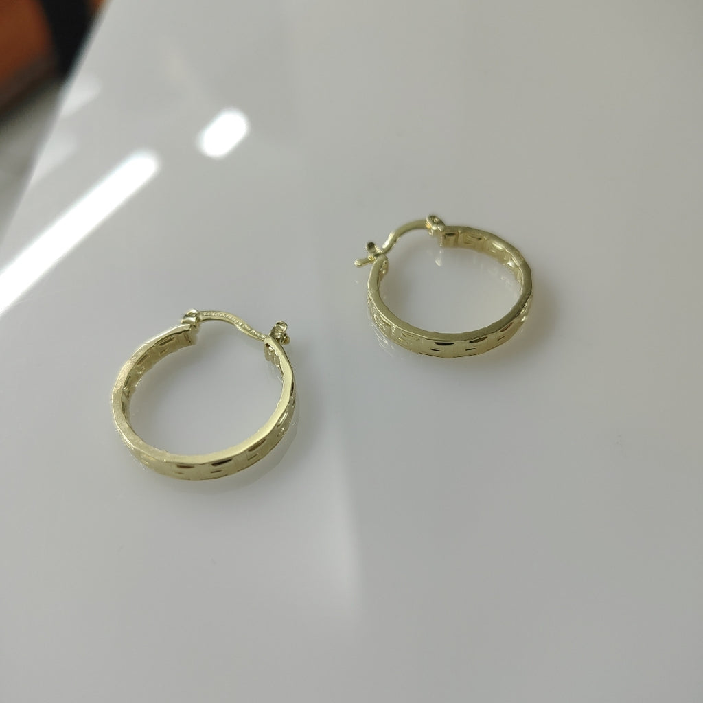 ARETES TEJIDO ARRACADAS TIPO GRECAS 14K 2 GR (NUEVO)