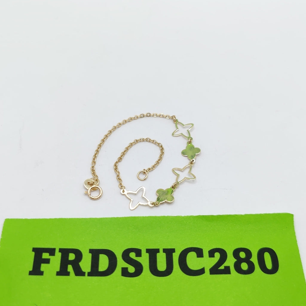 PULSERA TEJIDO ESP CON TREBOL 14K 18 CM 1.6 GR (NUEVO)