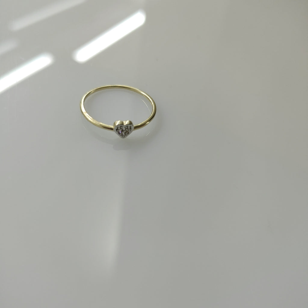 ANILLO ANILLITO CORAZON C CIRCONIA 14K 8 TALLA 0.9 GR (NUEVO)