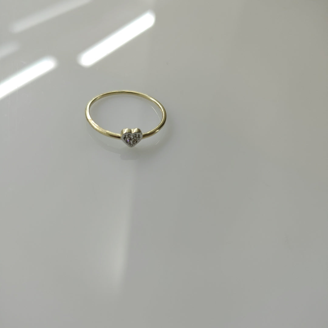 ANILLO ANILLITO CORAZON C CIRCONIA 14K 8 TALLA 0.9 GR (NUEVO)