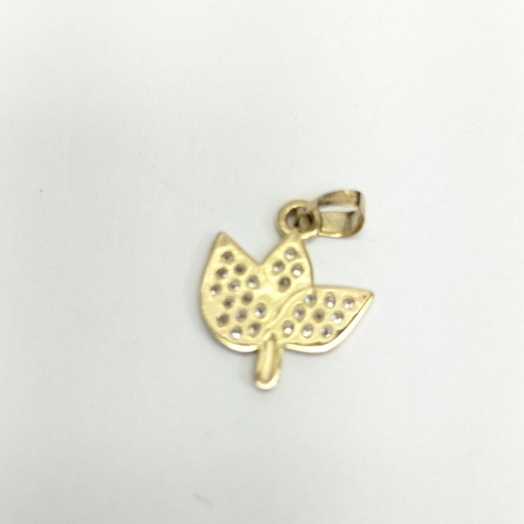 DIJE TEJIDO HOJAS CON CIRCONIAS 14K 1 GR (NUEVO)