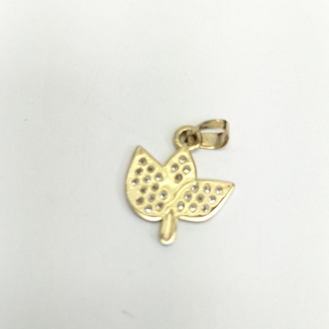 DIJE TEJIDO HOJAS CON CIRCONIAS 14K 1 GR (NUEVO)