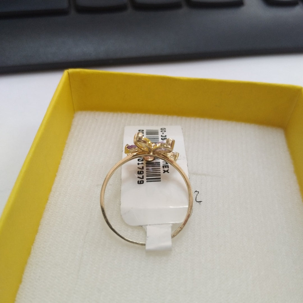 ANILLOS FLOR CON PIEDRAS DE COLOR 14K TALLA 7 1.4 GR (NUEVO)