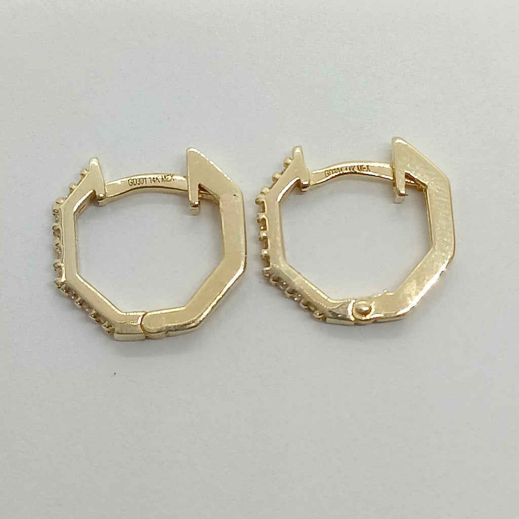 ARETES HUGIES C CIRCONIAS 14K 1.5 GR (NUEVO)