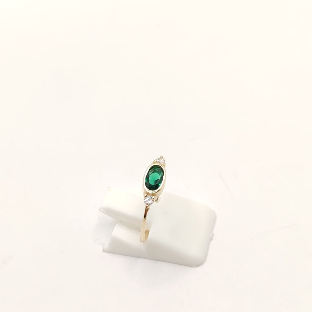 ANILLOS TEJIDO ANILLITO C CIRCONIAS Y PIEDRA VERDE 14K 7 1.2 GR (NUEVO)