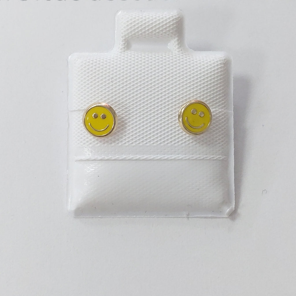 BROQUELES BROQUEL FIG SONRISA ESMALTE AMARILLO 14K 0.2074 GR (NUEVO)