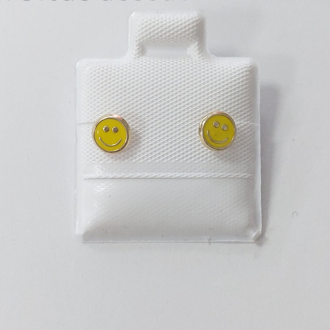 BROQUELES BROQUEL FIG SONRISA ESMALTE AMARILLO 14K 0.2074 GR (NUEVO)