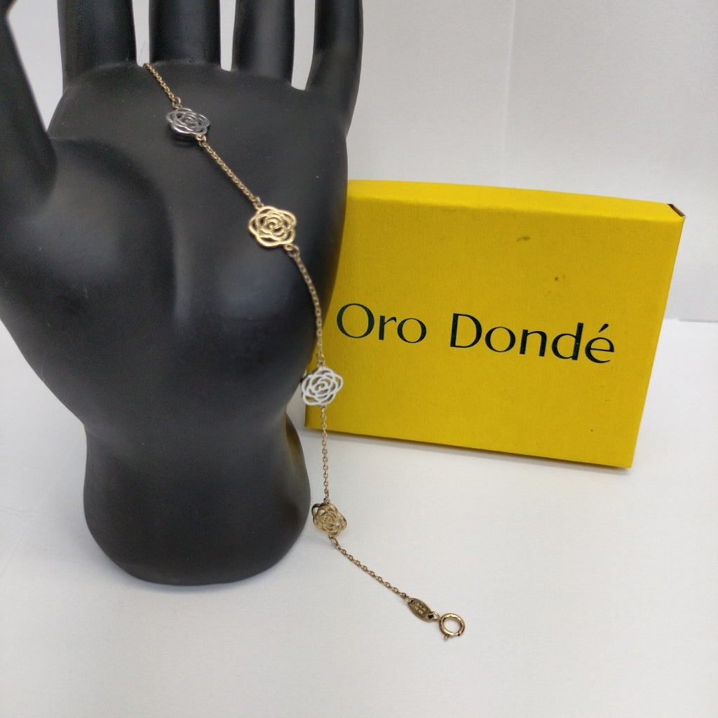 PULSERAS TEJIDO ESPECIAL C/DIJE ORO 10K 18 CM 1.7 GR (NUEVO)