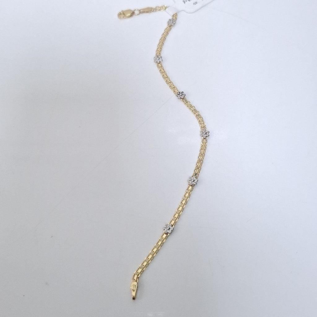 PULSERA ESPECIAL C FLORES 14K 18 CM 3 GR (NUEVO)