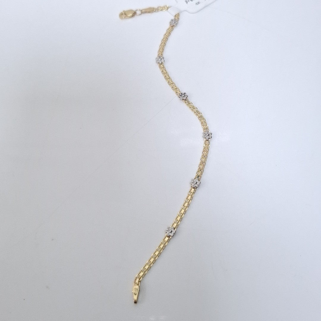 PULSERA ESPECIAL C FLORES 14K 18 CM 3 GR (NUEVO)