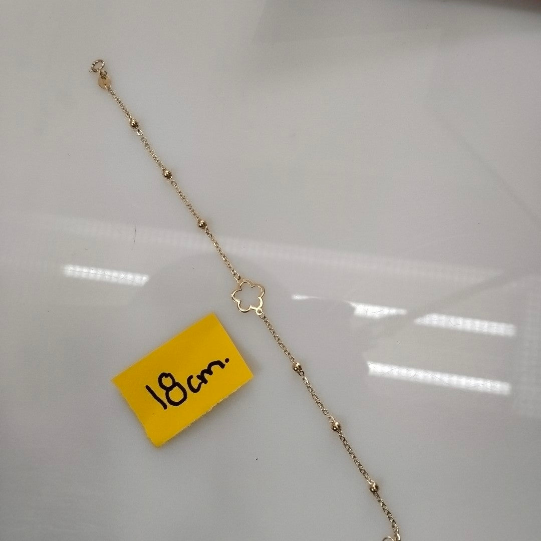 PULSERA TEJIDO ESPECIAL CON FLOR 14K 18 CM 1.6 GR (NUEVO)