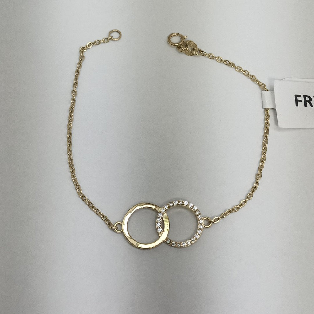 PULSERA TEJIDO ESPECIAL FIG AROS UNIDOS C CIRCS 14K 18 CM 2 GR (NUEVO)