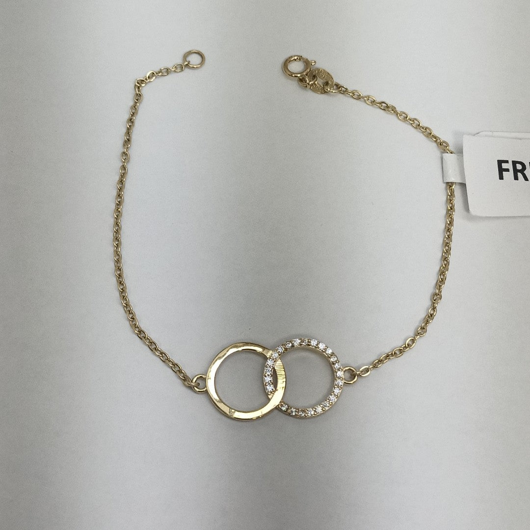 PULSERA TEJIDO ESPECIAL FIG AROS UNIDOS C CIRCS 14K 18 CM 2 GR (NUEVO)