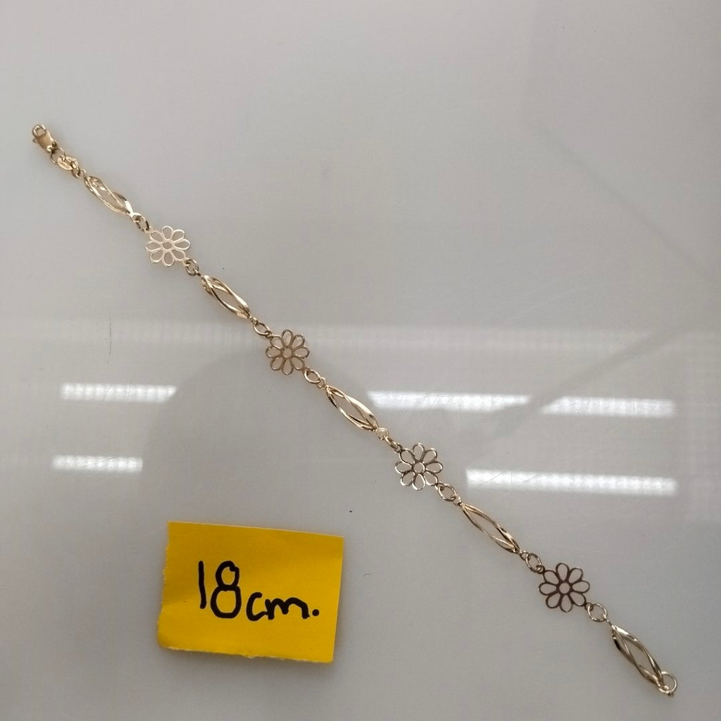 PULSERA ESPECIAL CON FLORES 14K 18 CM 2.6 GR (NUEVO)