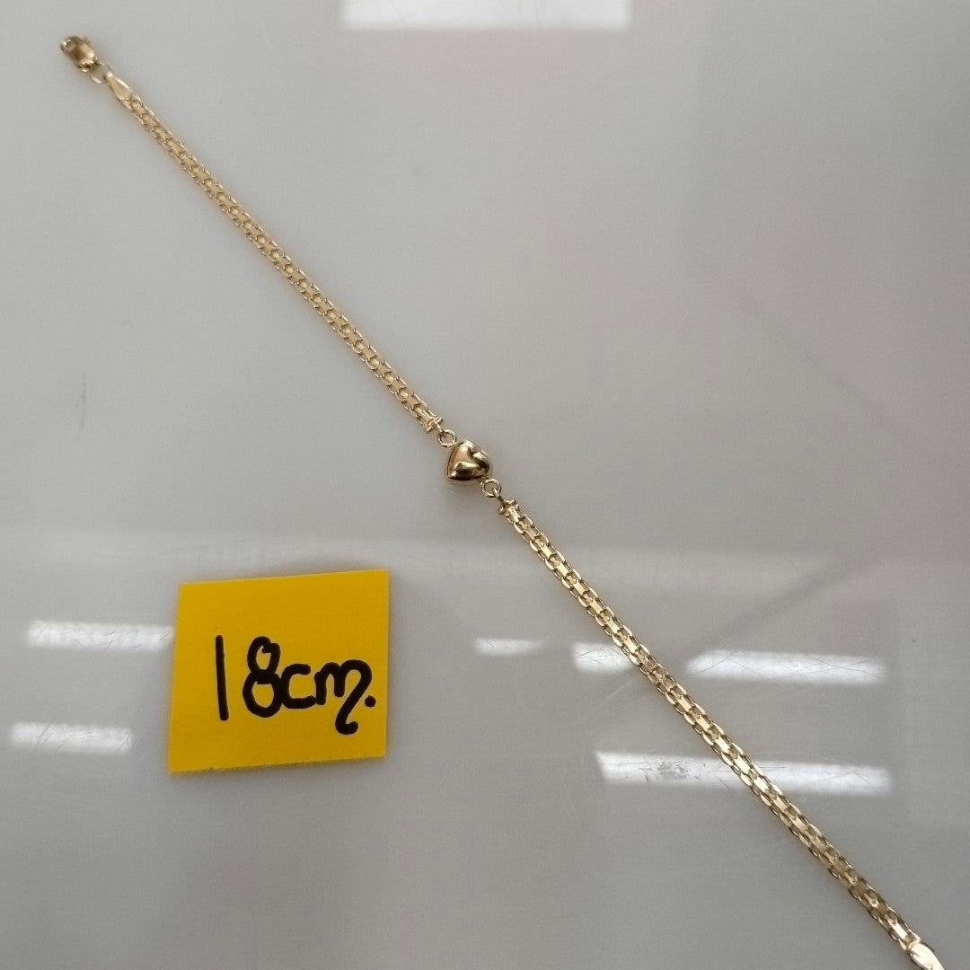 PULSERA ESPECIAL C CORAZON 14K 18 CM 2.7 GR (NUEVO)