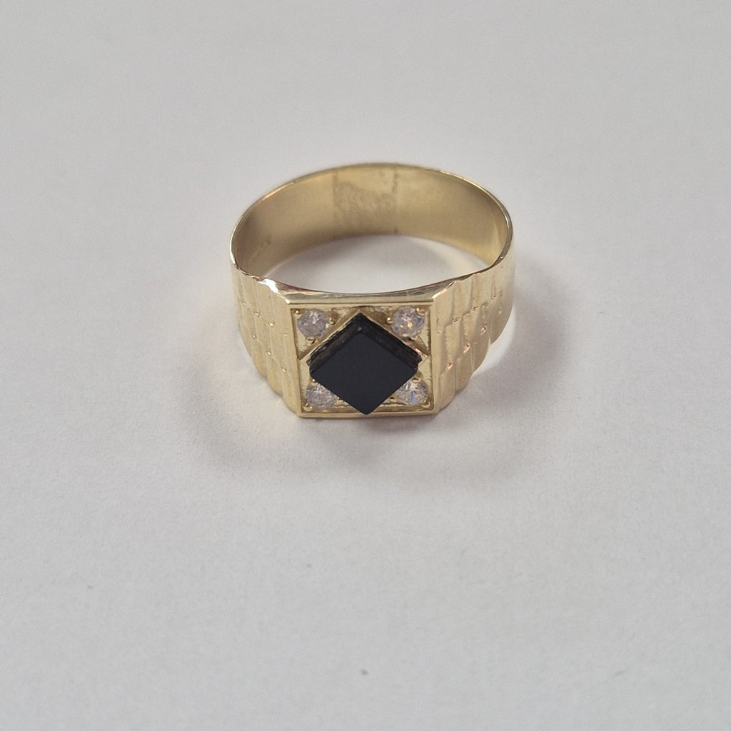 ANILLOS C ONIX Y CIRCONIAS 14K TALLA 10 4.2 GR (NUEVO)