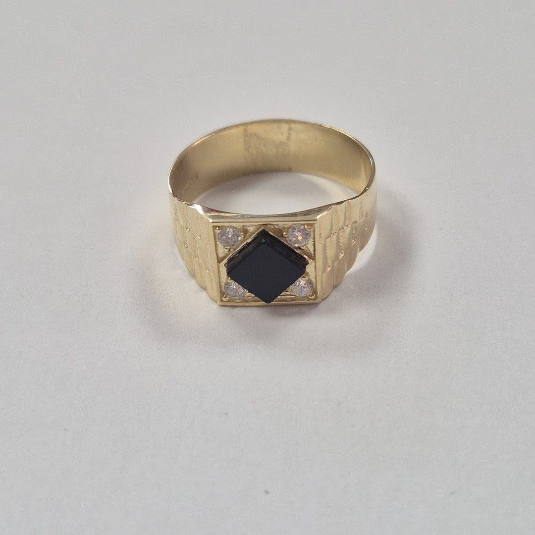 ANILLOS C ONIX Y CIRCONIAS 14K TALLA 10 4.2 GR (NUEVO)