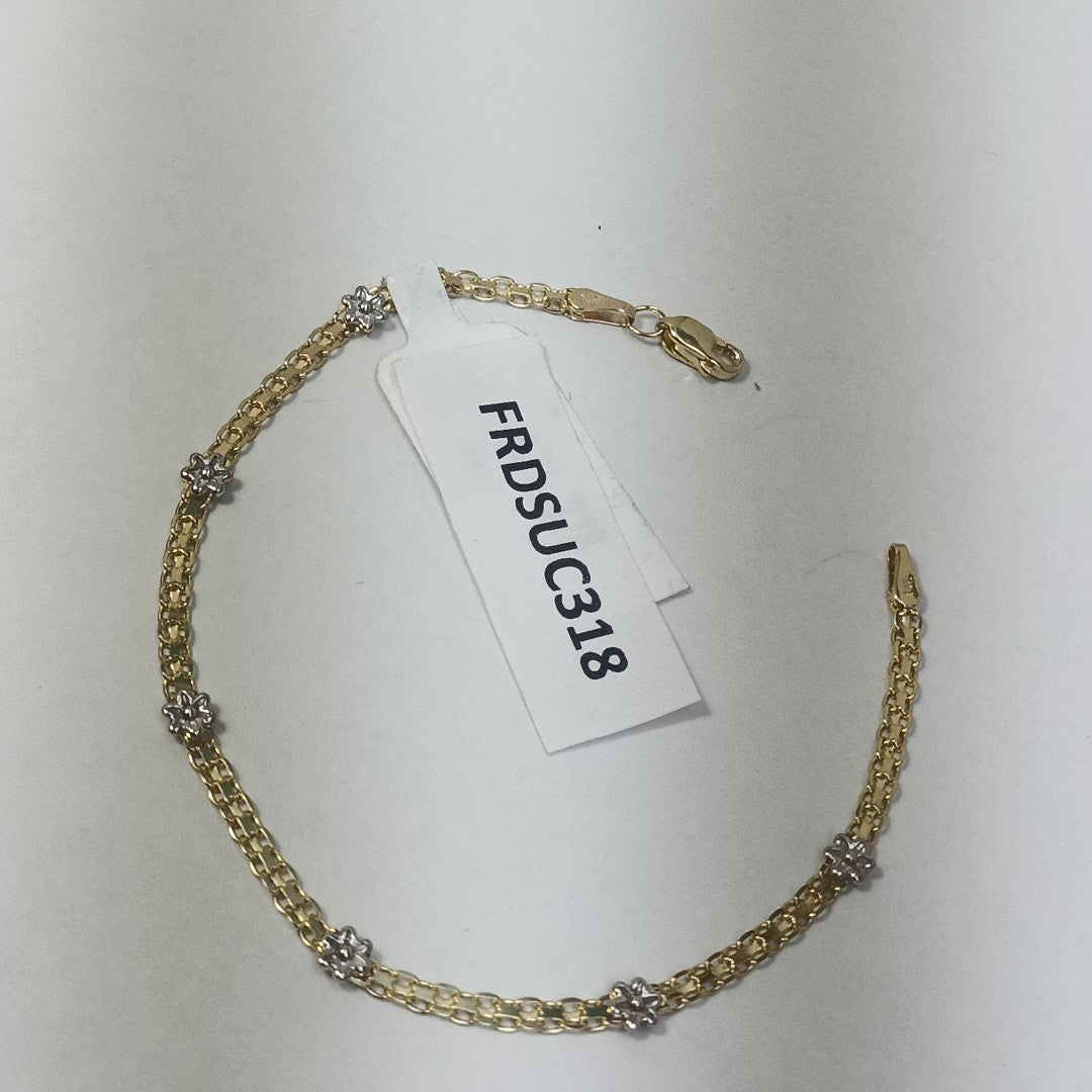 PULSERA ESPECIAL C FLORES 14K 18 CM 3 GR (NUEVO)