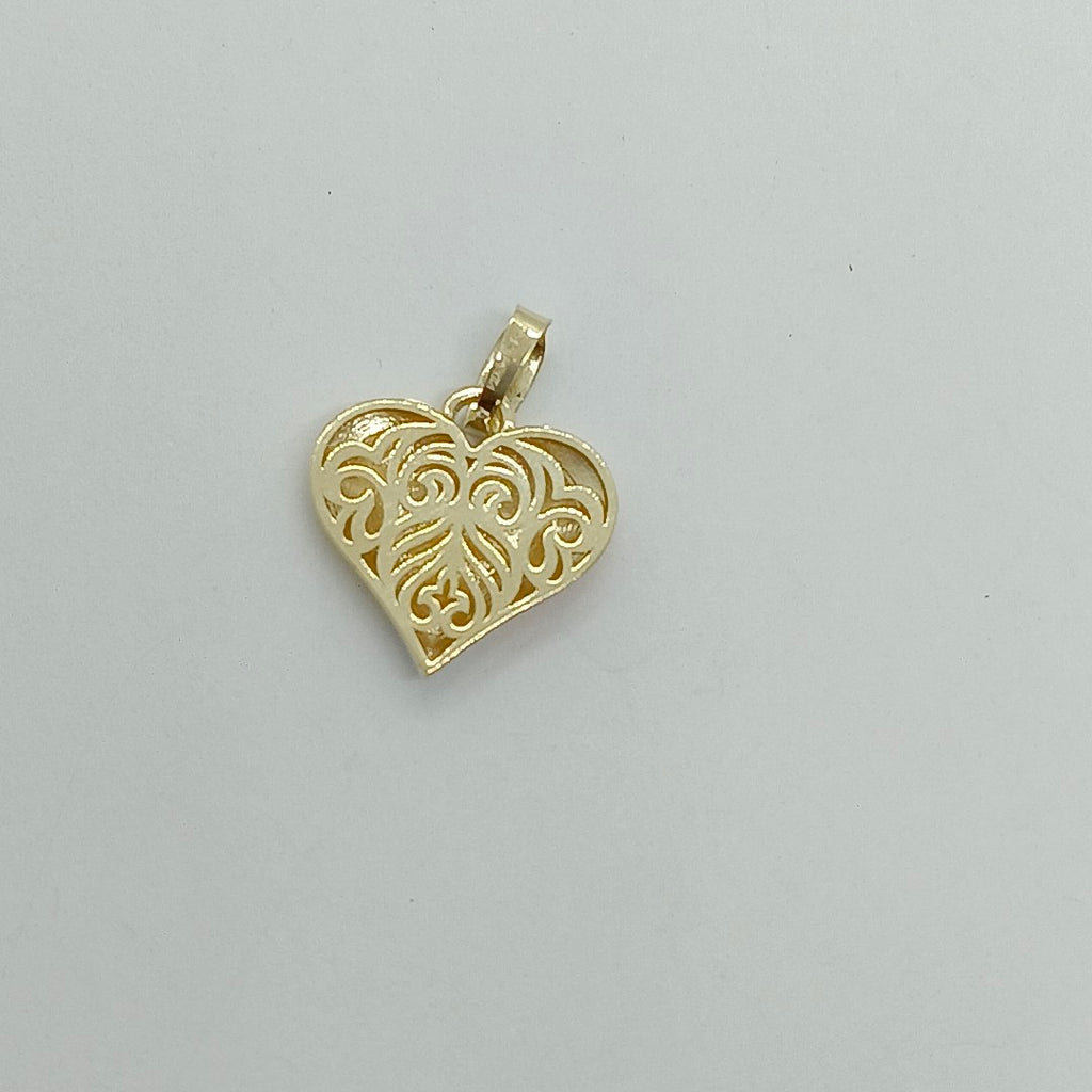 DIJE TEJIDO CORAZON LABRADO COMBINADO 14K 1.3 GR (NUEVO)
