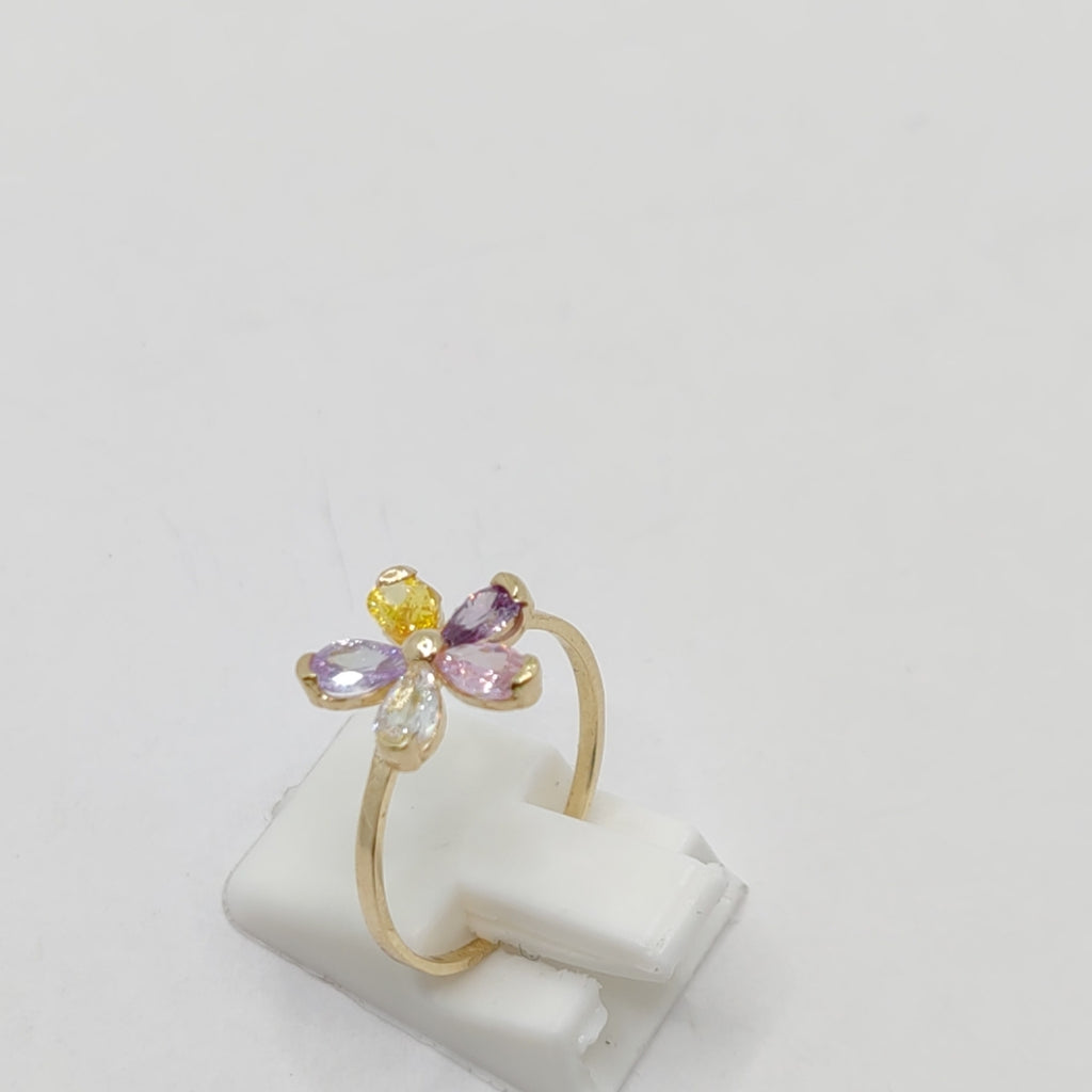 ANILLOS FLOR CON PIEDRAS DE COLOR 14K TALLA 7 1.5 GR (NUEVO)