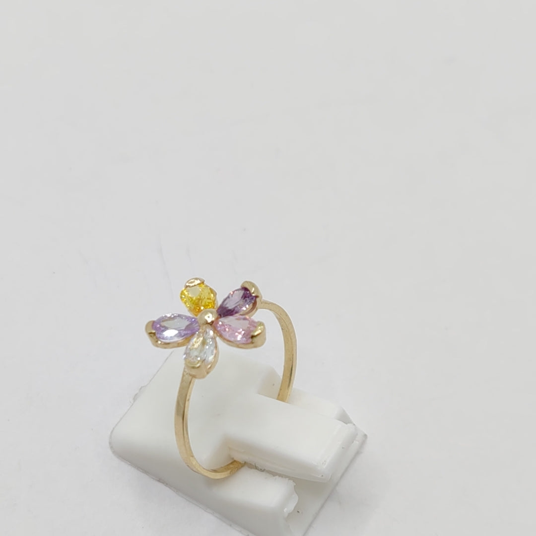 ANILLOS FLOR CON PIEDRAS DE COLOR 14K TALLA 7 1.5 GR (NUEVO)