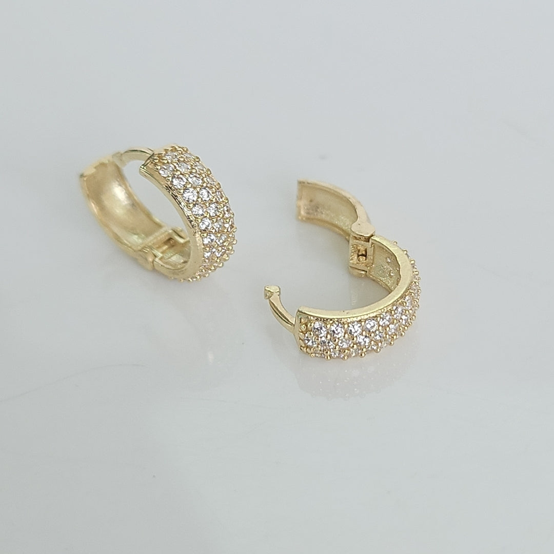 ARETES HUGGIE CON CIRCONIAS 14K 2.1 GR (NUEVO)