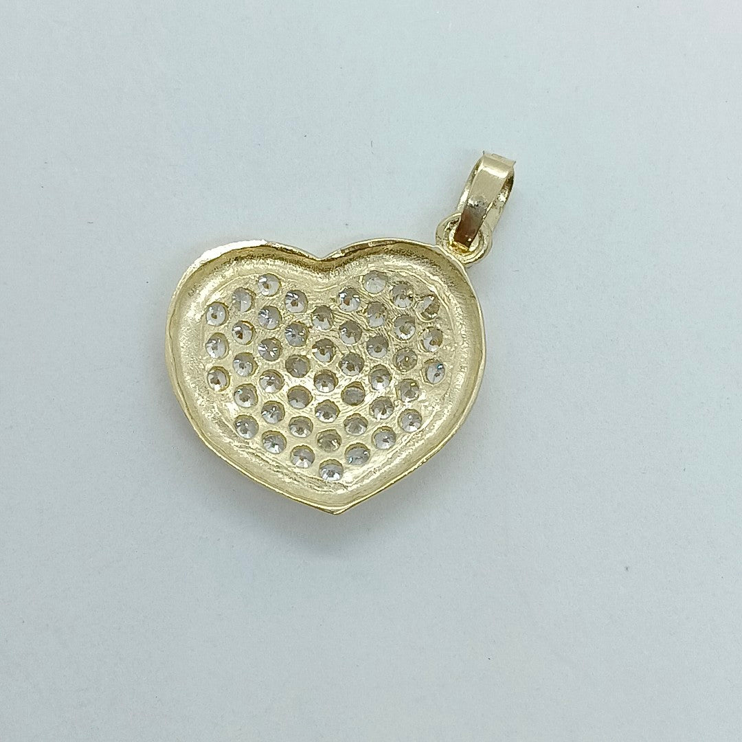 DIJE TEJIDO CORAZON CON CIRCONIAS 14K 1.7 GR (NUEVO)
