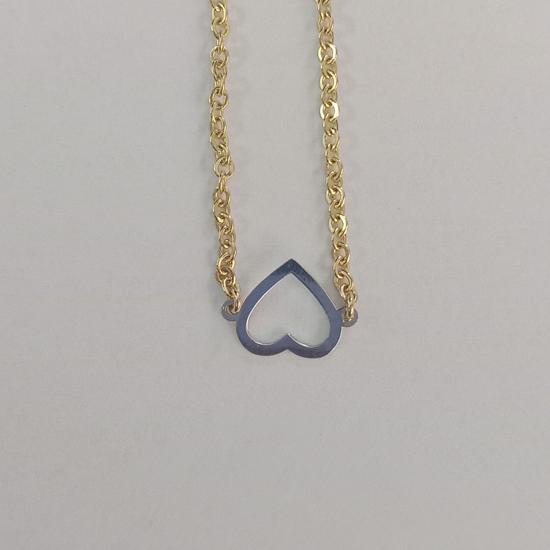 PULSERA ESPECIAL CON CORAZONES CONBINADOS 14K 18 CM 1.7 GR (NUEVO)
