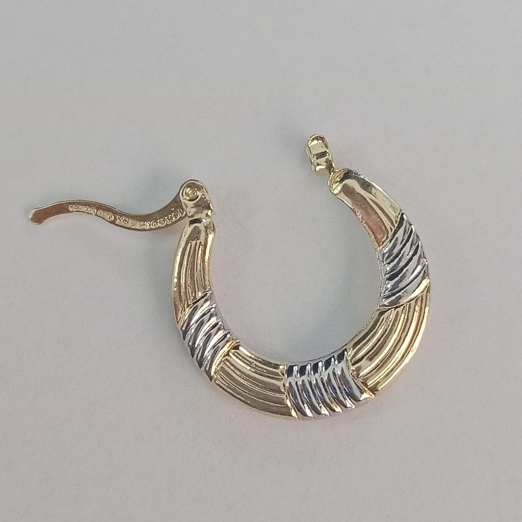 ARETES TEJIDO ARRACADAS COMBINADAS HUECAS 14K 1.9 GR (NUEVO)