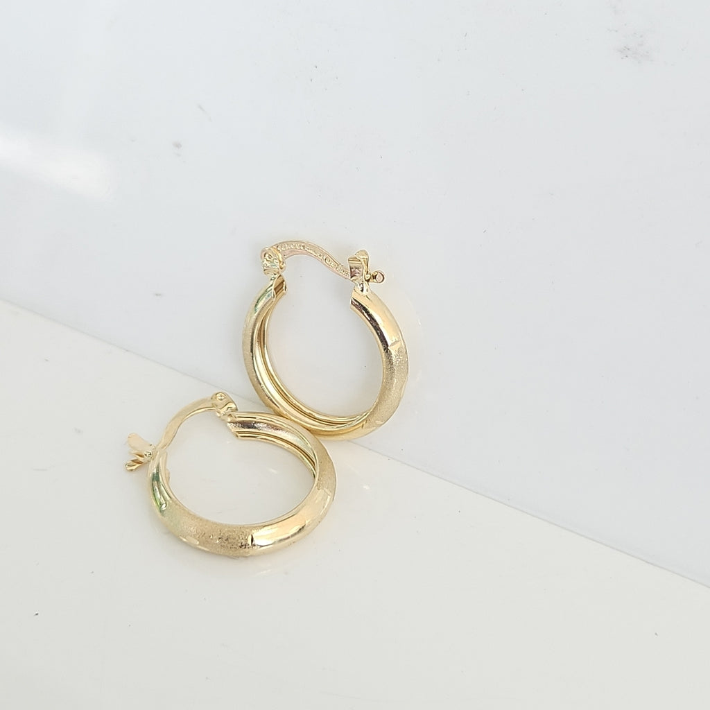 ARETES TEJIDO ARRACADA SATINADA 14K 2.5 GR (NUEVO)