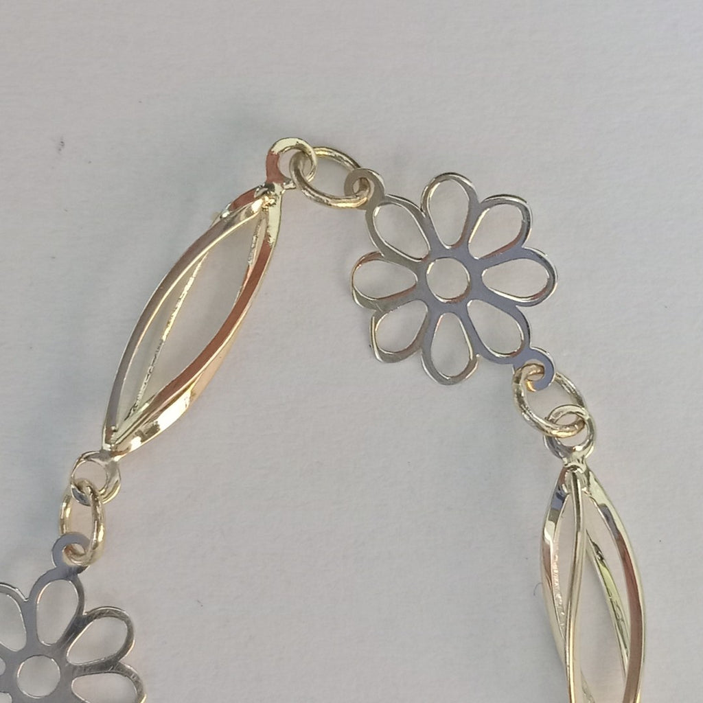PULSERA ESPECIAL CON FLORES 14K 18 CM 2.7 GR (NUEVO)