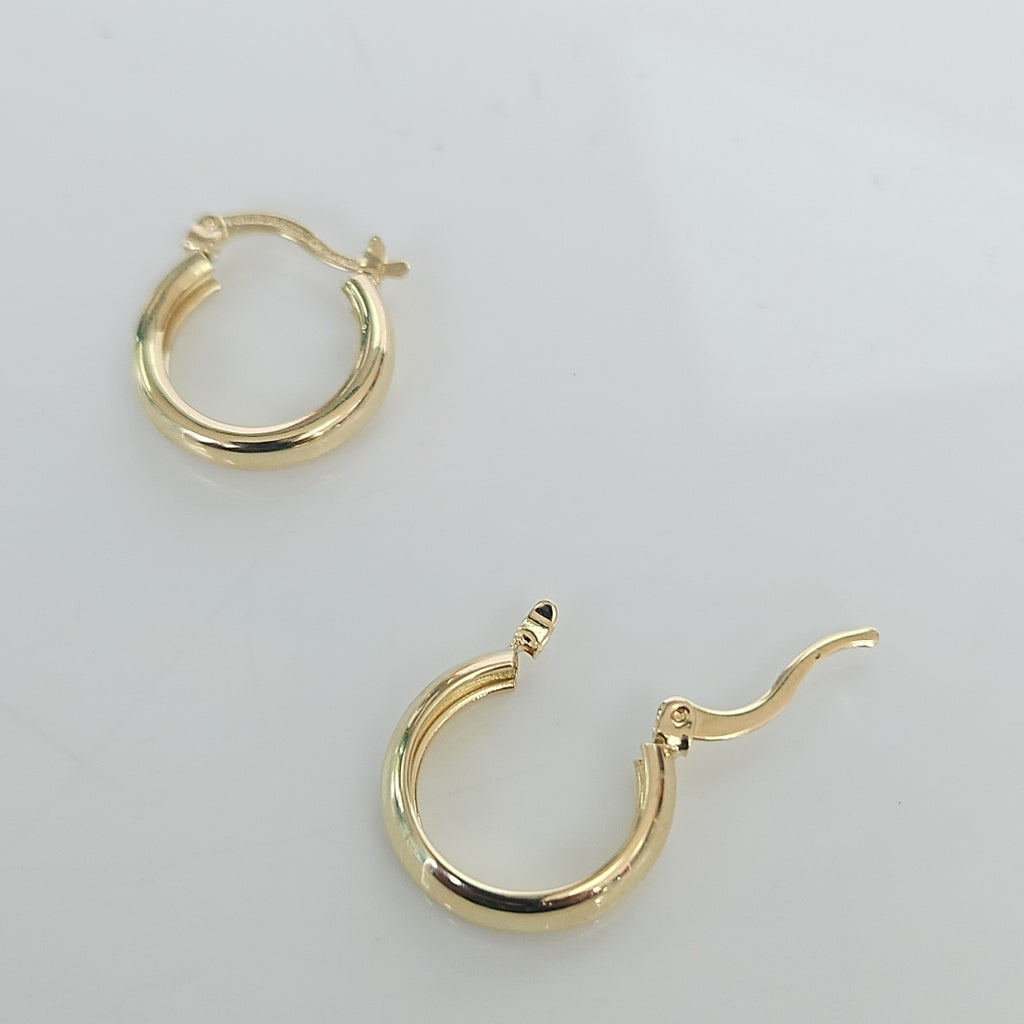 ARETES TEJIDO ARRACADAS LISAS 14K 2.1 GR (NUEVO)
