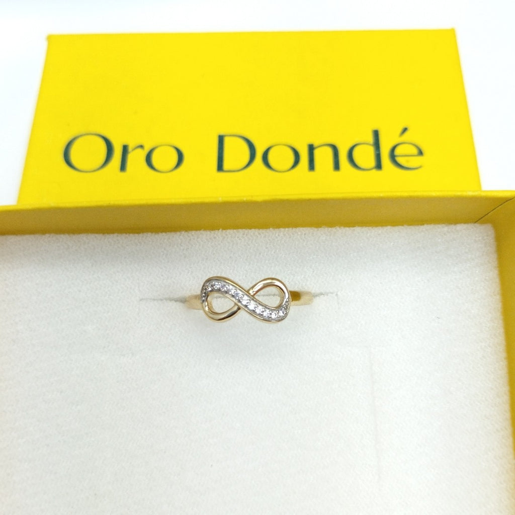 ANILLO ANILLITO FIG INFINITO C CIRCONIAS 14K 7 TALLA 1.4 GR (NUEVO)