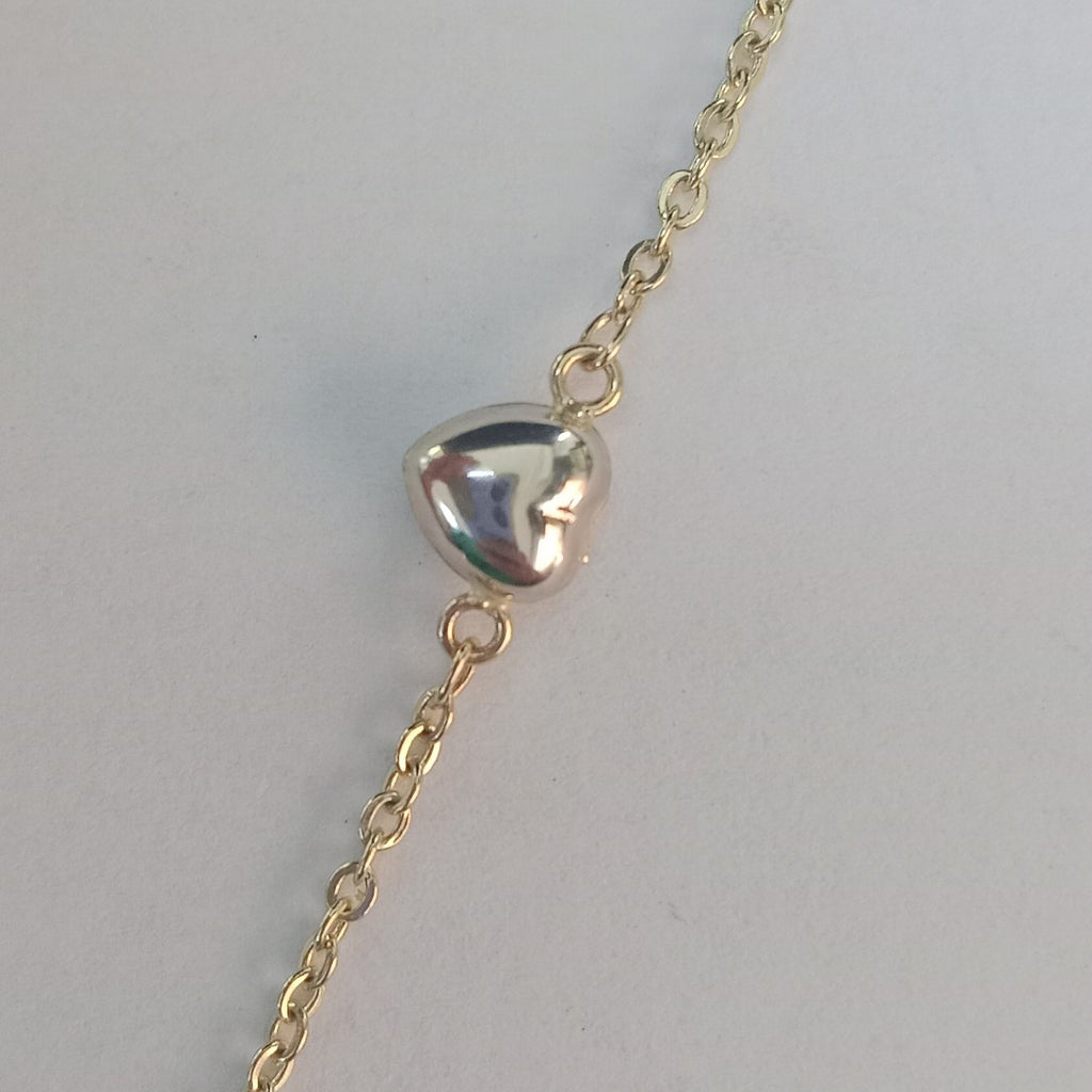 PULSERA ESP CON CORAZONES COMBINADOS 14K 18 CM 1.6 GR (NUEVO)