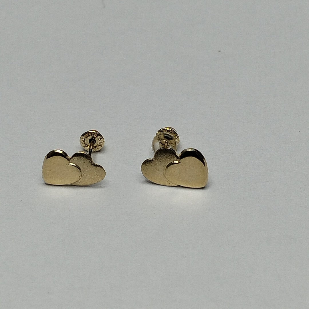 BROQUELES BROQUEL CORAZON DOBLE 14K 0.2171 GR (NUEVO)