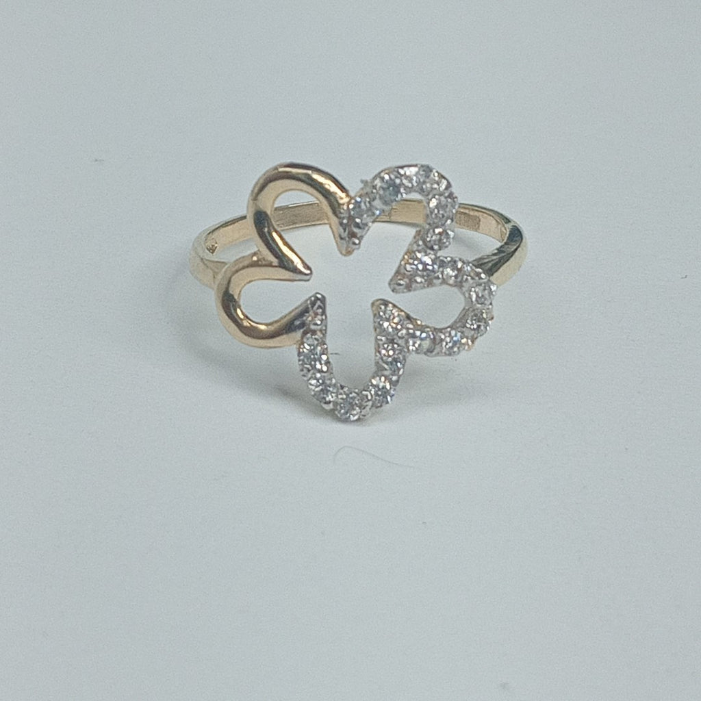 ANILLOS FIG FLOR CON CIRCONIAS 14K TALLA 7 1.4 GR (NUEVO)