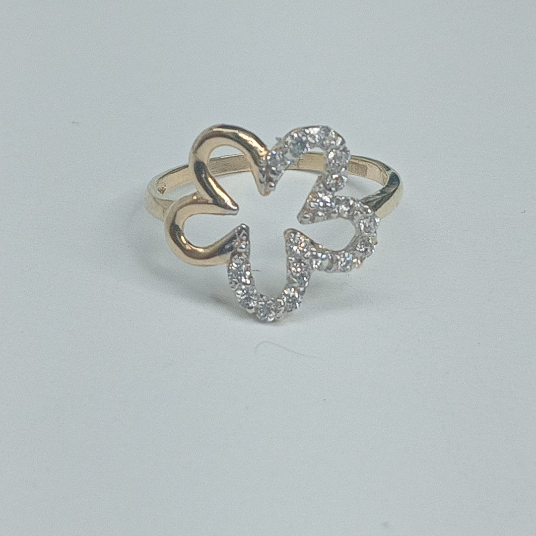 ANILLOS FIG FLOR CON CIRCONIAS 14K TALLA 7 1.4 GR (NUEVO)