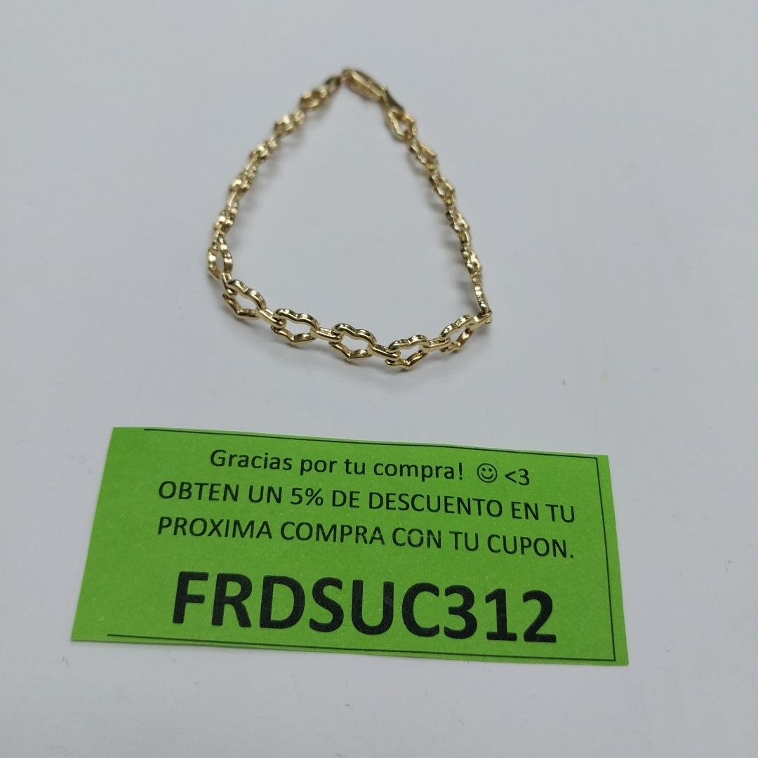 PULSERA ESPECIAL CON CORAZONES 14K 18 CM 4.4 GR (NUEVO)