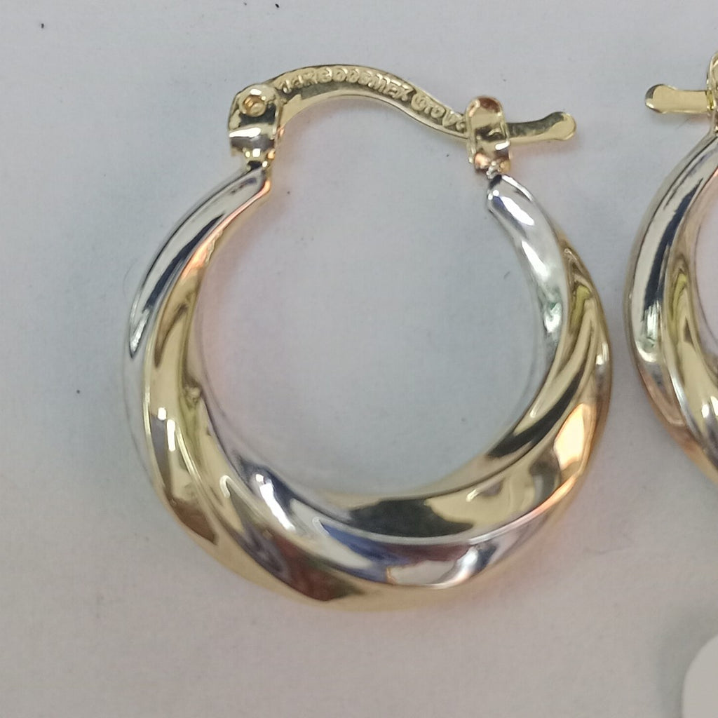 ARETES TEJIDO ARRACADA TRENZADA COMBINADA 14K 1.9 GR (NUEVO)