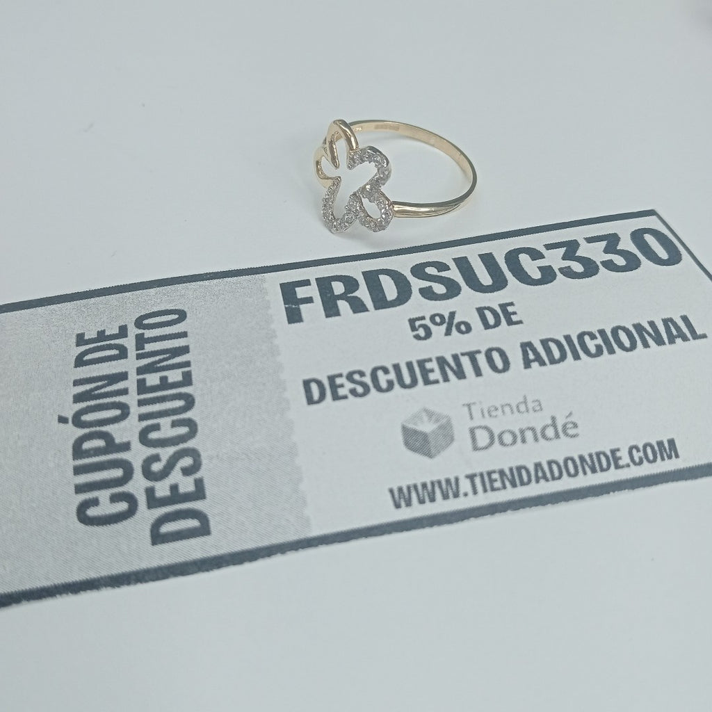 ANILLOS FIGURA FLOR CON CIRCONIA 14K TALLA 7 1.6 GR (NUEVO)