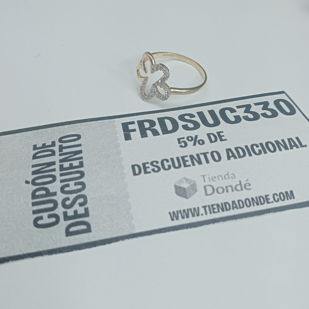 ANILLOS FIGURA FLOR CON CIRCONIA 14K TALLA 7 1.6 GR (NUEVO)