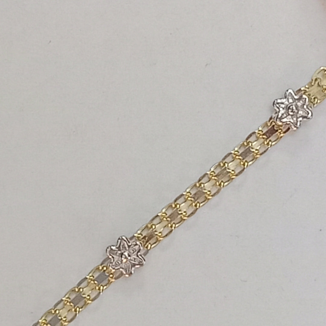 PULSERA ESPECIAL C FLORES 14K 18 CM 2.9 GR (NUEVO)