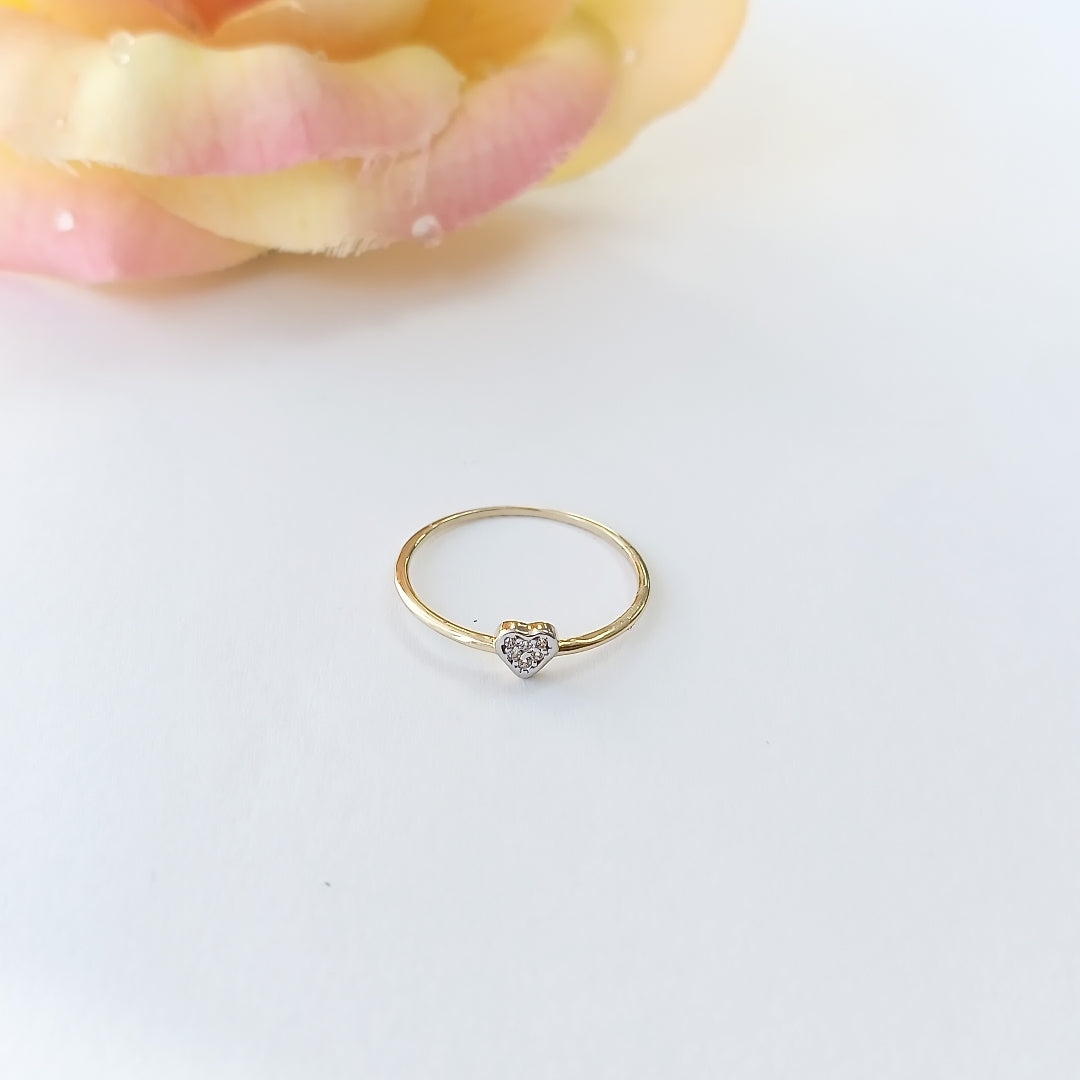 ANILLO ANILLITO CORAZON C CIRCONIA 14K 9 TALLA 1 GR (NUEVO)