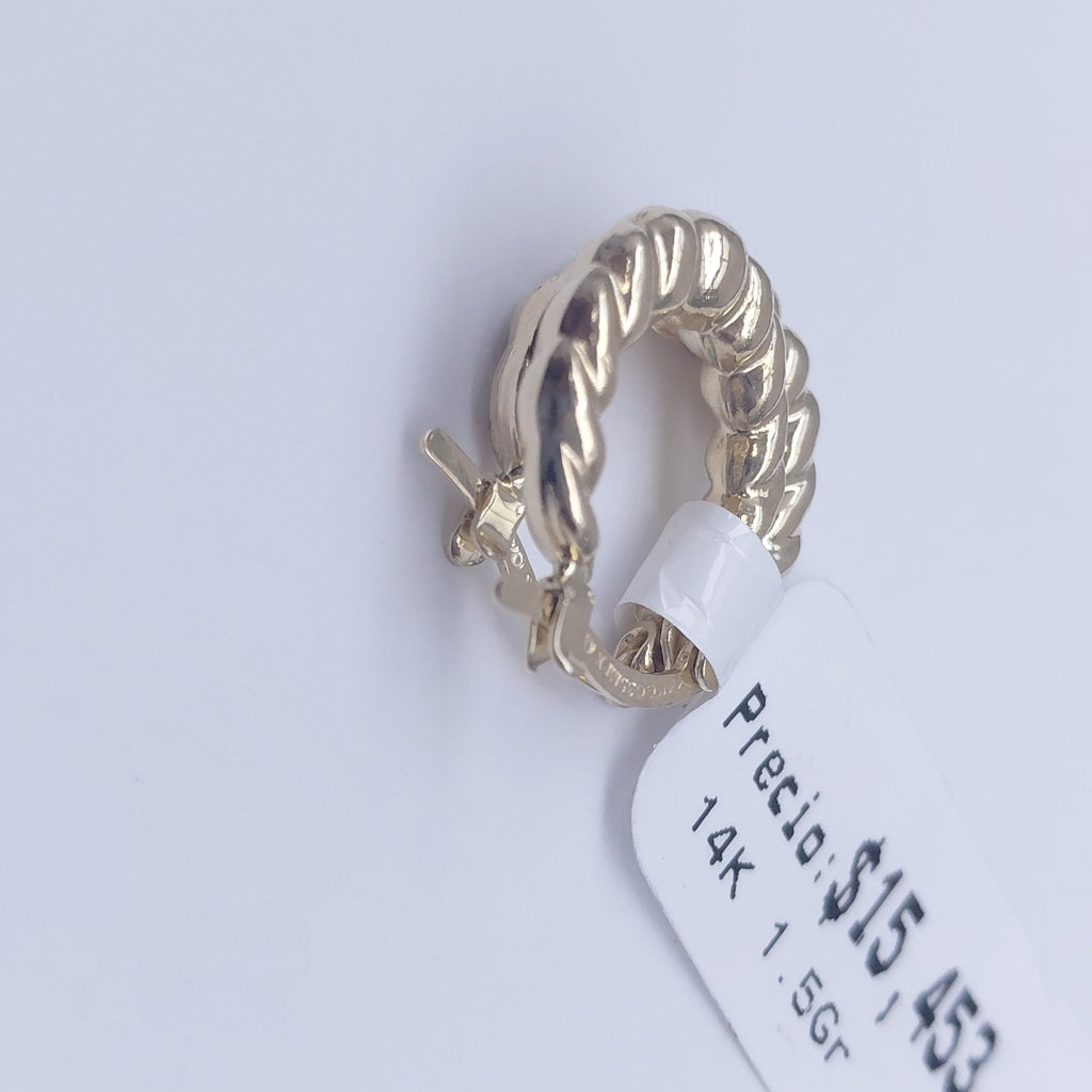 ARETES ARRACADAS TZL HUECAS 14K 1.5 GR (NUEVO)