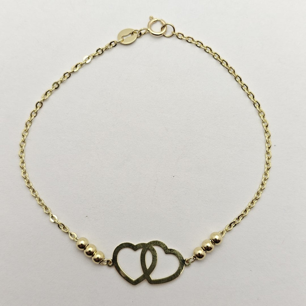 PULSERA TEJIDO ESPECIAL C CORAZONES 14K 18 CM 1.7 GR (NUEVO)
