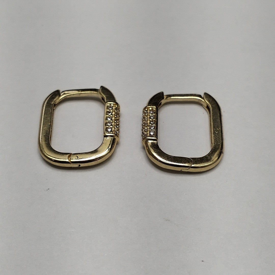 ARETES HUGGIES OVALADA C CIRCONIAS 14K 2.5 GR (NUEVO)