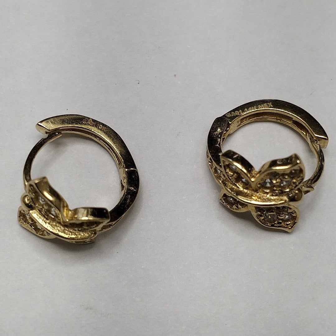 ARETES ARRACADAS CORAZON C CIRCONIAS 14K 1.8 GR (NUEVO)